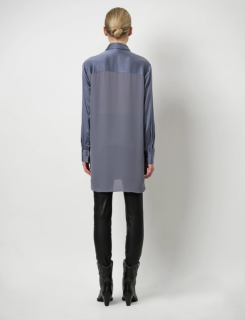 Dante6 - Verona silk tunic - pikkade varrukatega särgid - ash blue - 5