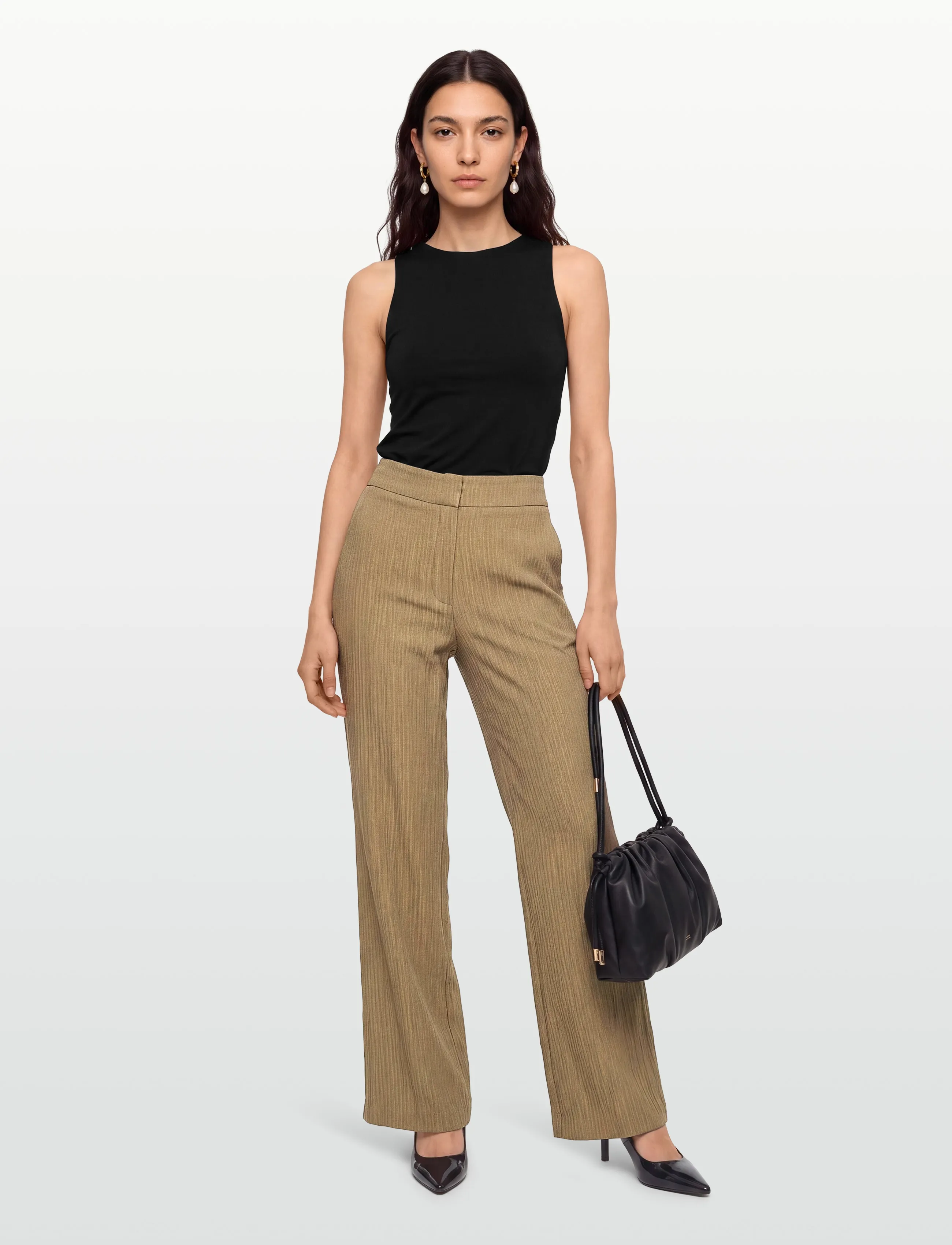 Dante6 Lima Wide Leg Pants, Kvinder, Krøllede Vide Bukser, Brun, Str: 34