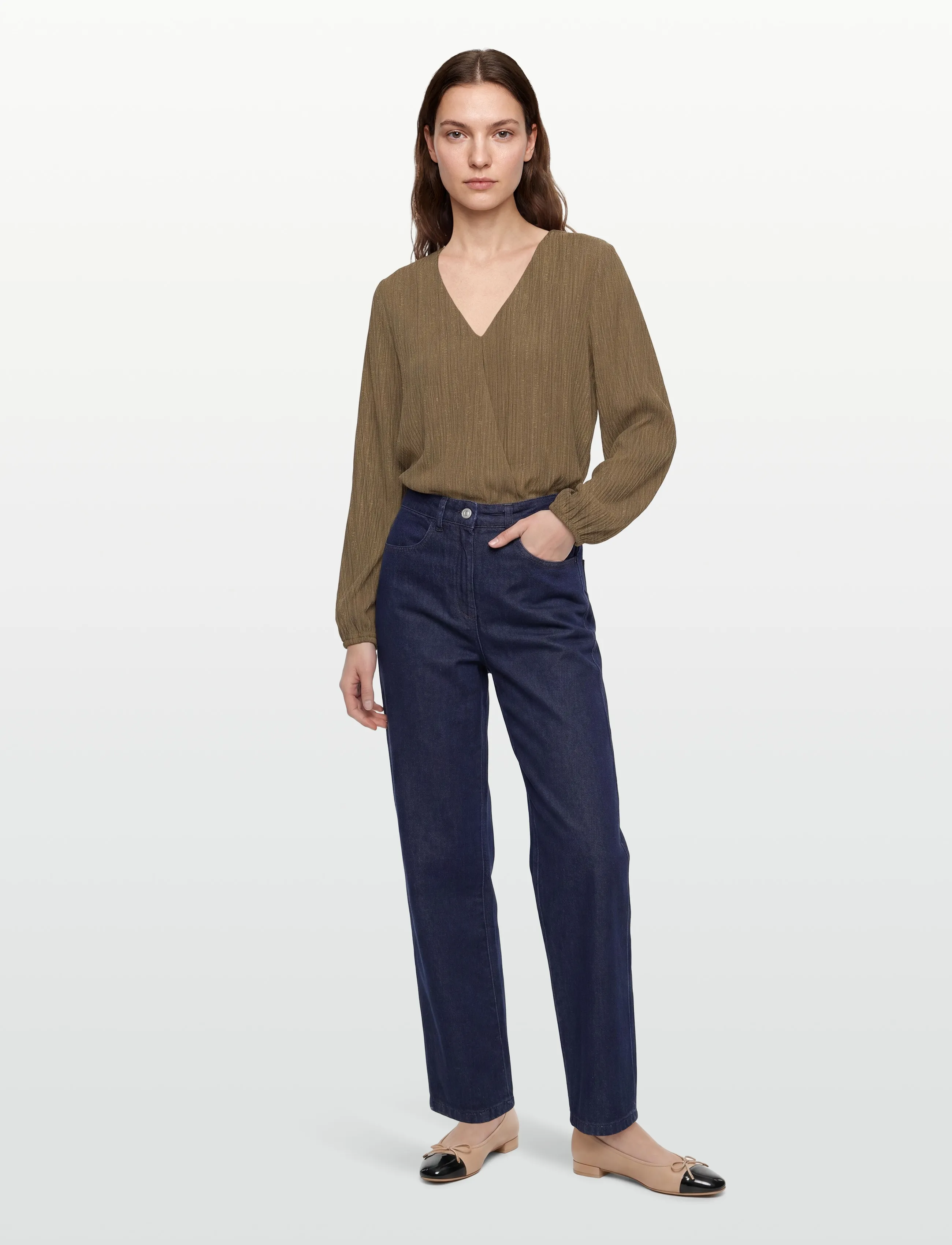 Dante6 Stardom V-neck top - Pluusid ja särgid - OLIVE BALSAMIC / khaki/green