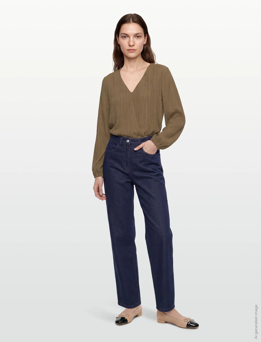 Dante6 - Stardom V-neck top - långärmade blusar - olive balsamic - 0