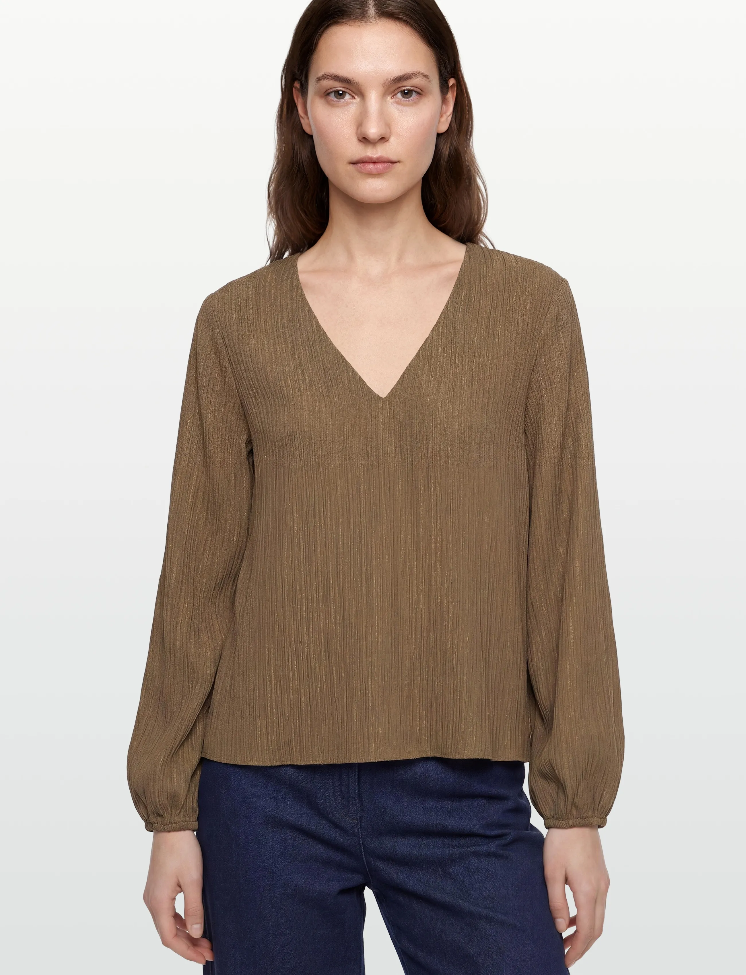 Dante6 - Stardom V-neck top - langärmlige blusen - olive balsamic - 3