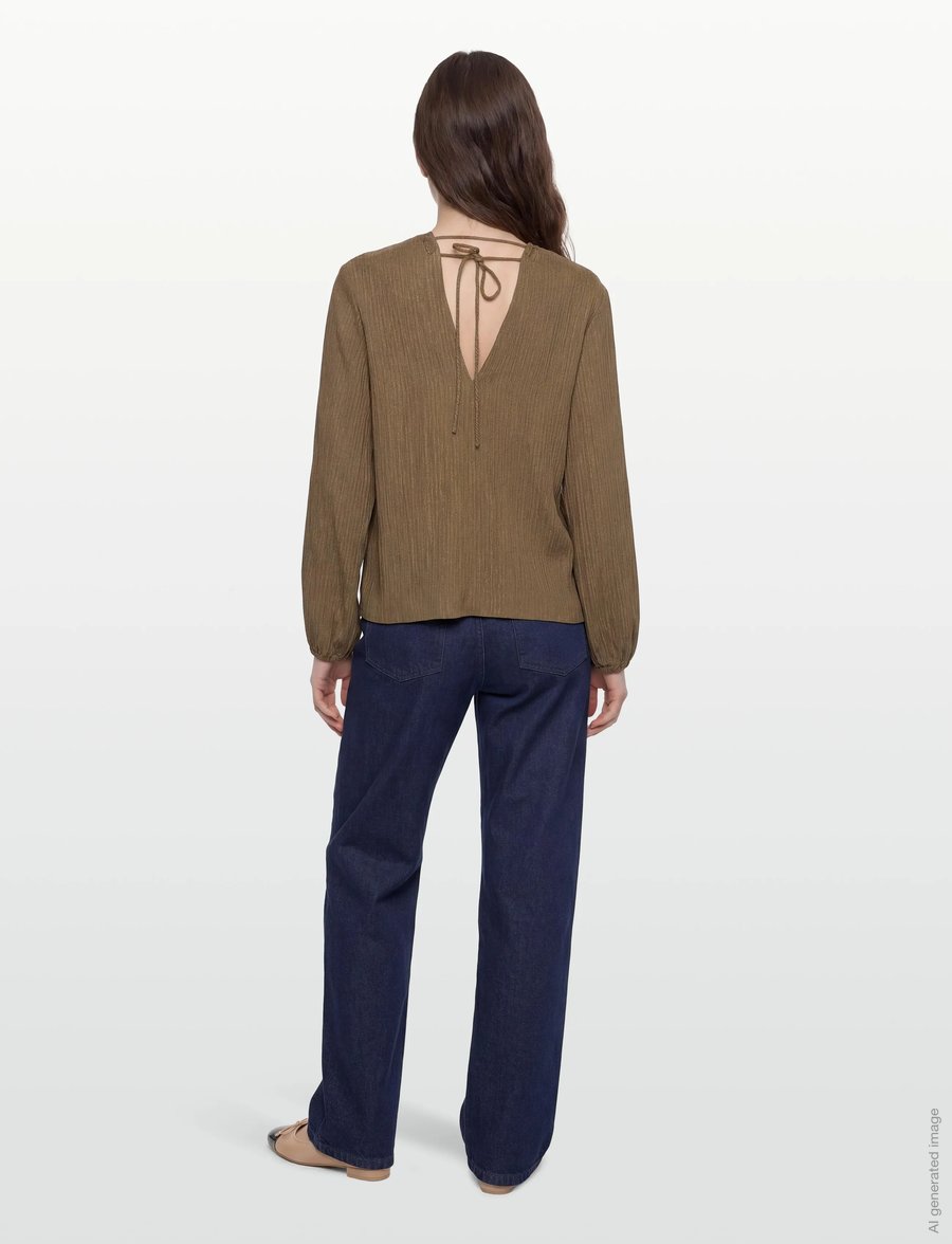 Dante6 - Stardom V-neck top - långärmade blusar - olive balsamic - 4