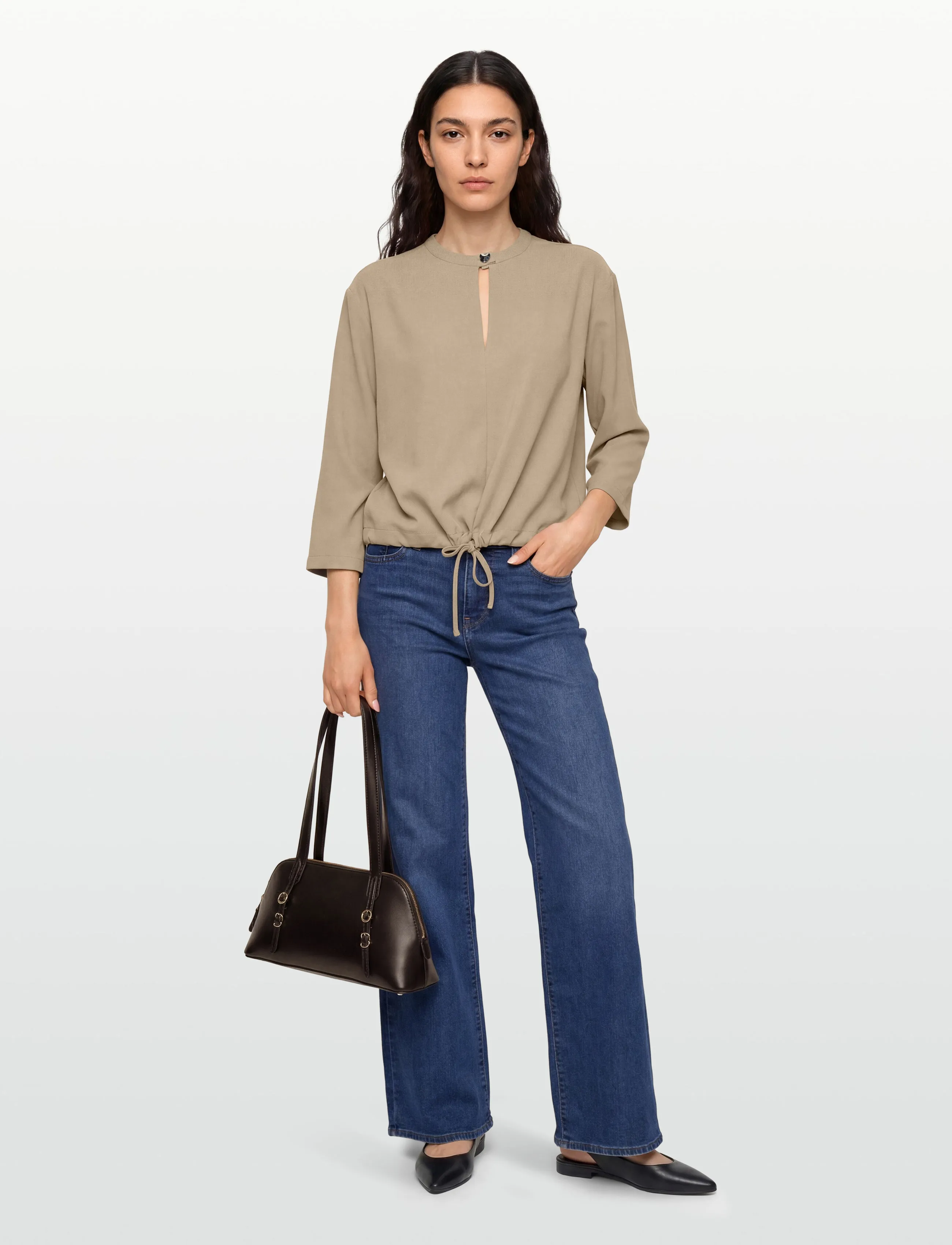 Dante6 Dante6-Thorn Drawstring Cord Top, 38, Beige, T-Shirts & Toppe > Langærmede, Dame
