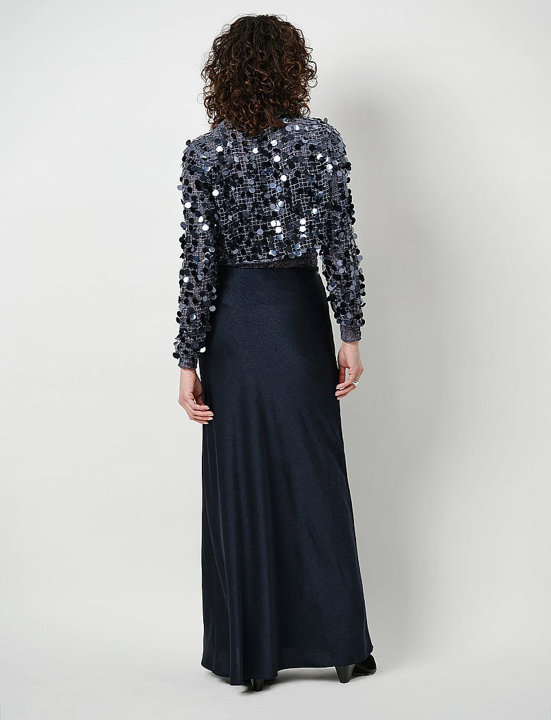 Dante6 - Ywa creased satin maxi skirt - satinkjolar - nocturnal blue - 3