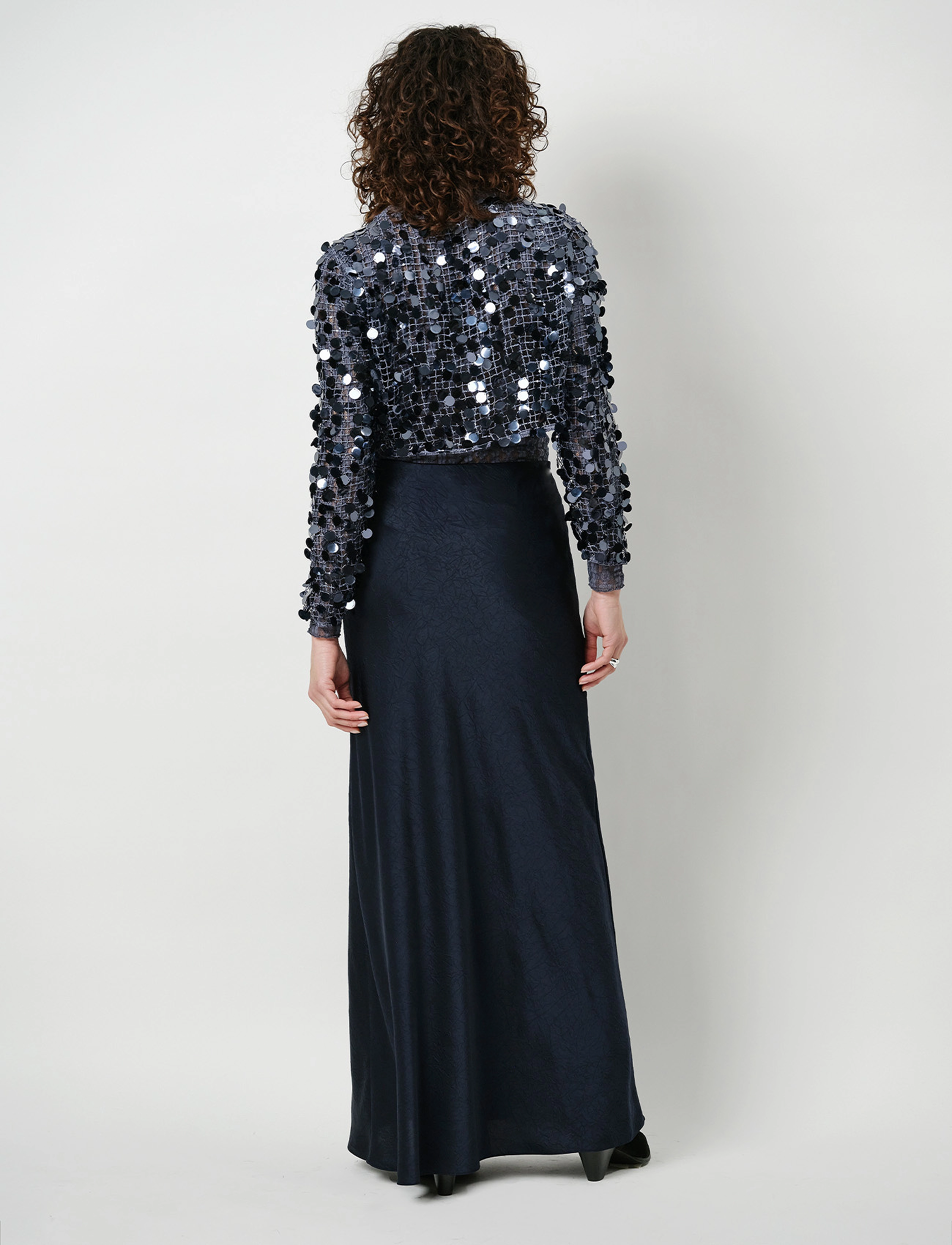 Dante6 - Ywa creased satin maxi skirt - nocturnal blue - 3