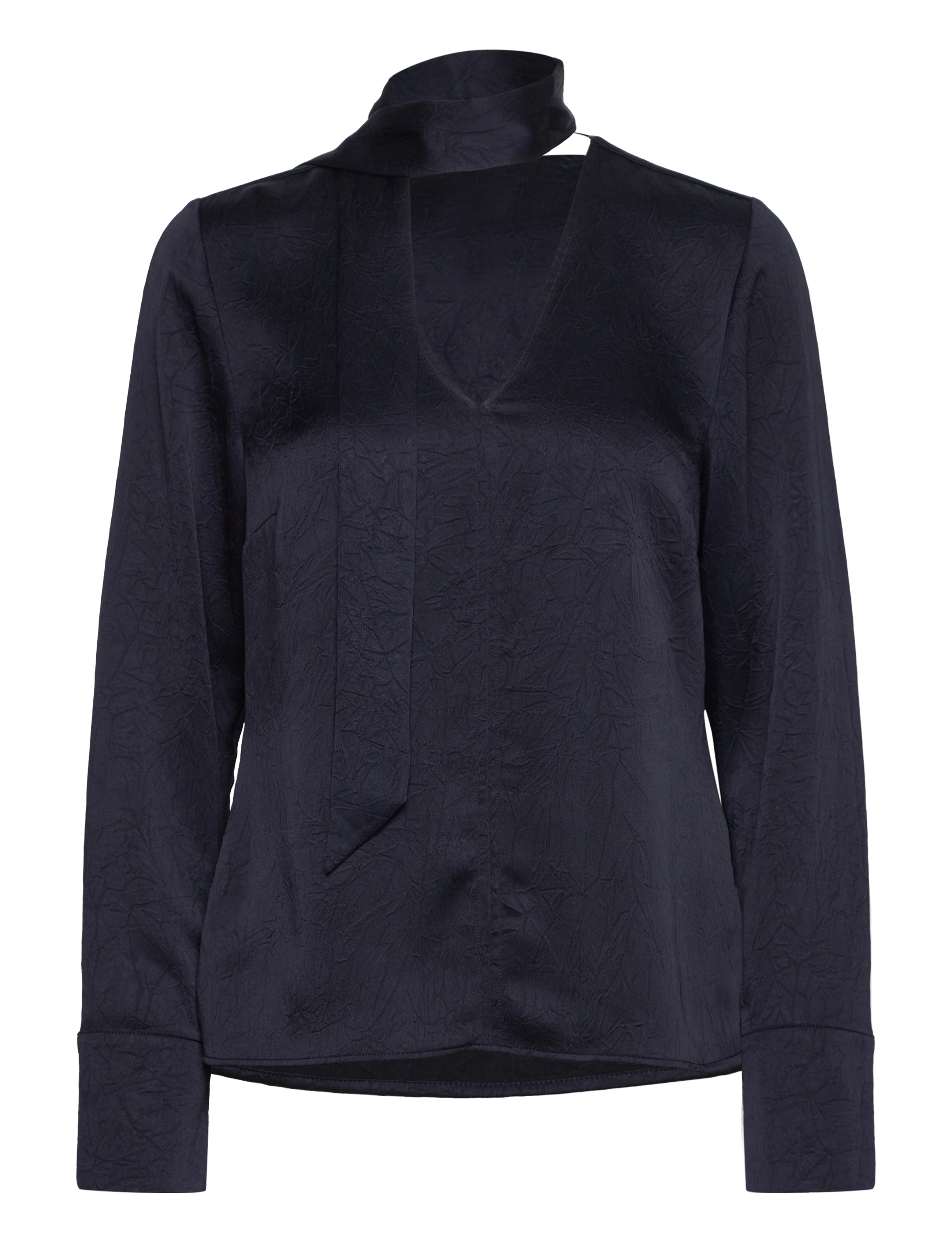 Dante6 Niyra creased V-neck top - Bluser - NOCTURNAL BLUE / navy