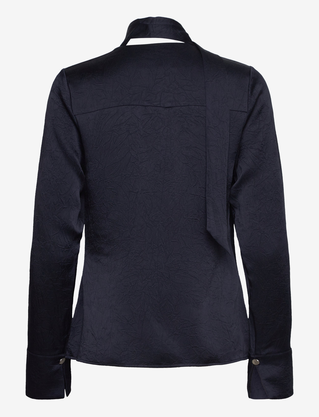 Dante6 - Niyra creased V-neck top - long-sleeved blouses - nocturnal blue - 1