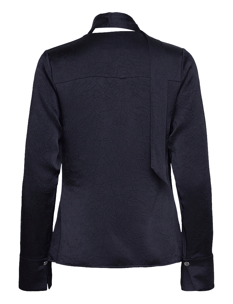 Dante6 - Niyra creased V-neck top - langærmede bluser - nocturnal blue - 2