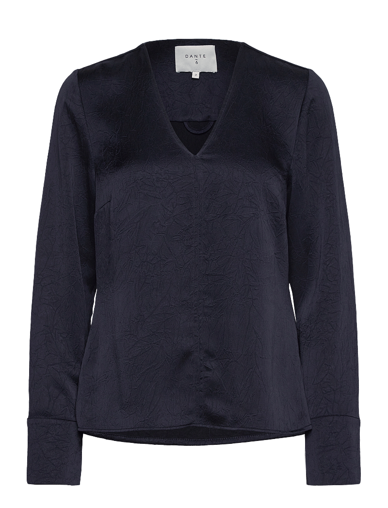 Dante6 - Niyra creased V-neck top - langærmede bluser - nocturnal blue - 3