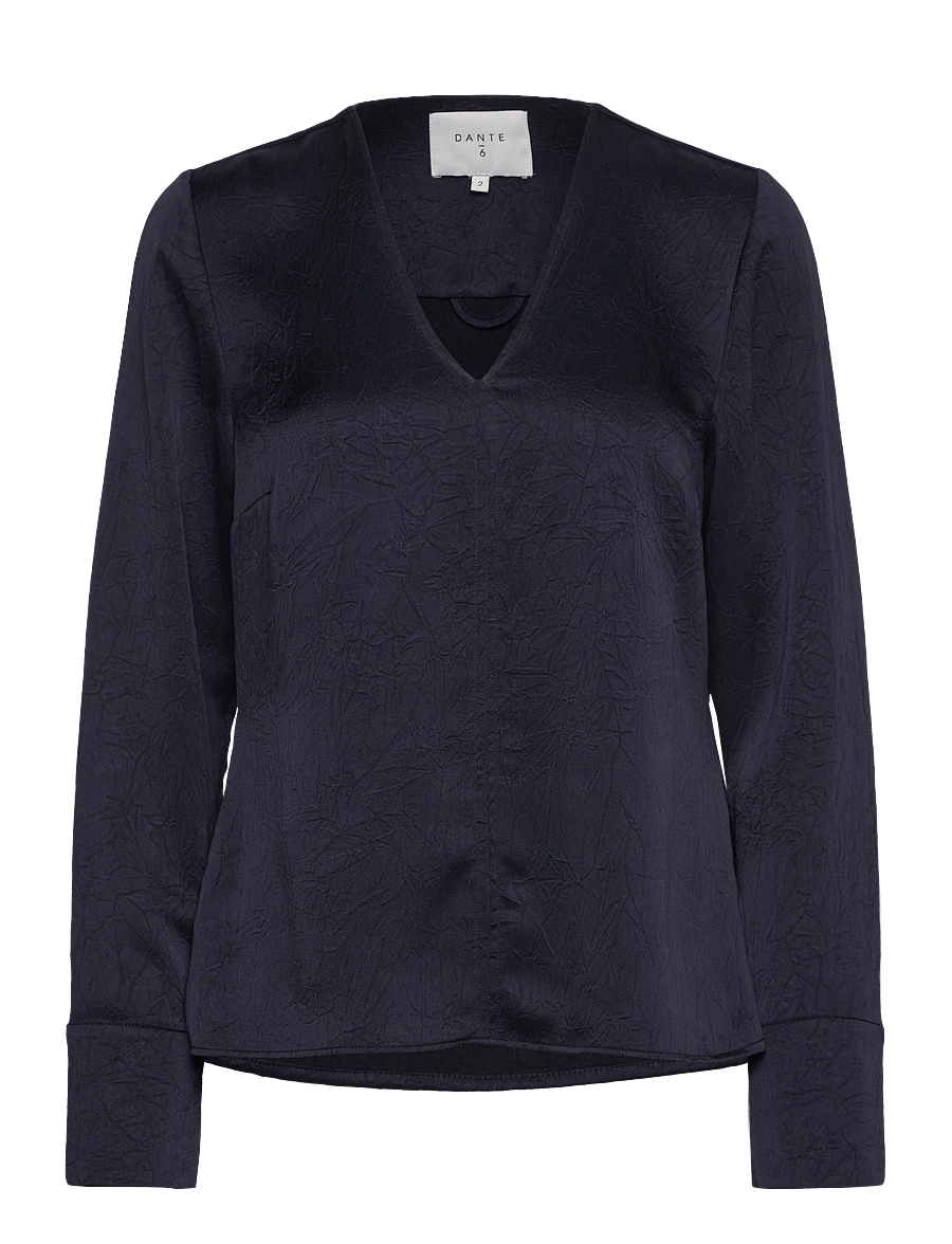 Dante6 - Niyra creased V-neck top - långärmade blusar - nocturnal blue - 3