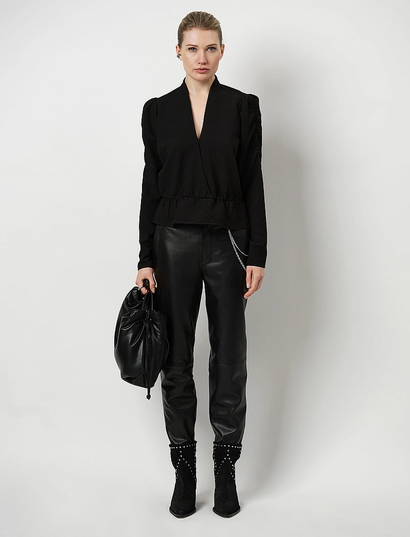 Dante6 - Trinity pleated top - långärmade blusar - raven - 0