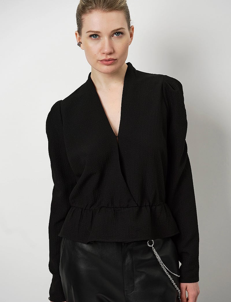 Dante6 - Trinity pleated top - långärmade blusar - raven - 3