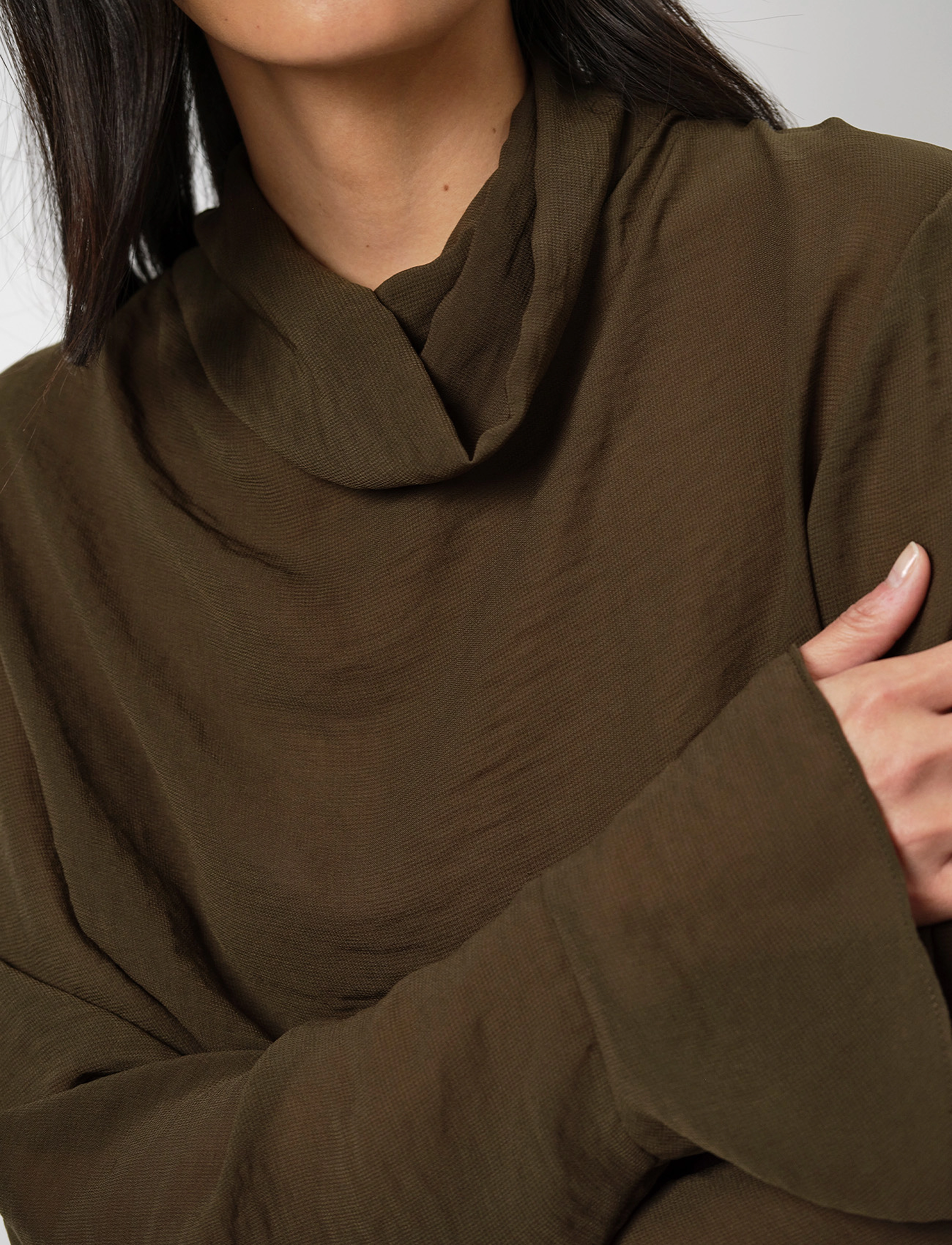 Dante6 - Pyla sheer drapey top - olive vine - 2