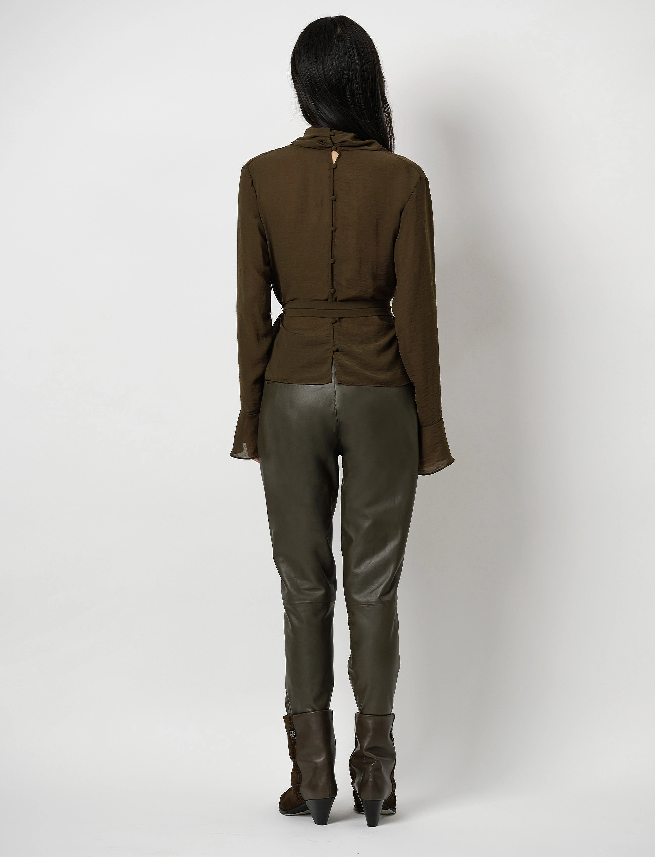 Dante6 - Pyla sheer drapey top - olive vine - 5