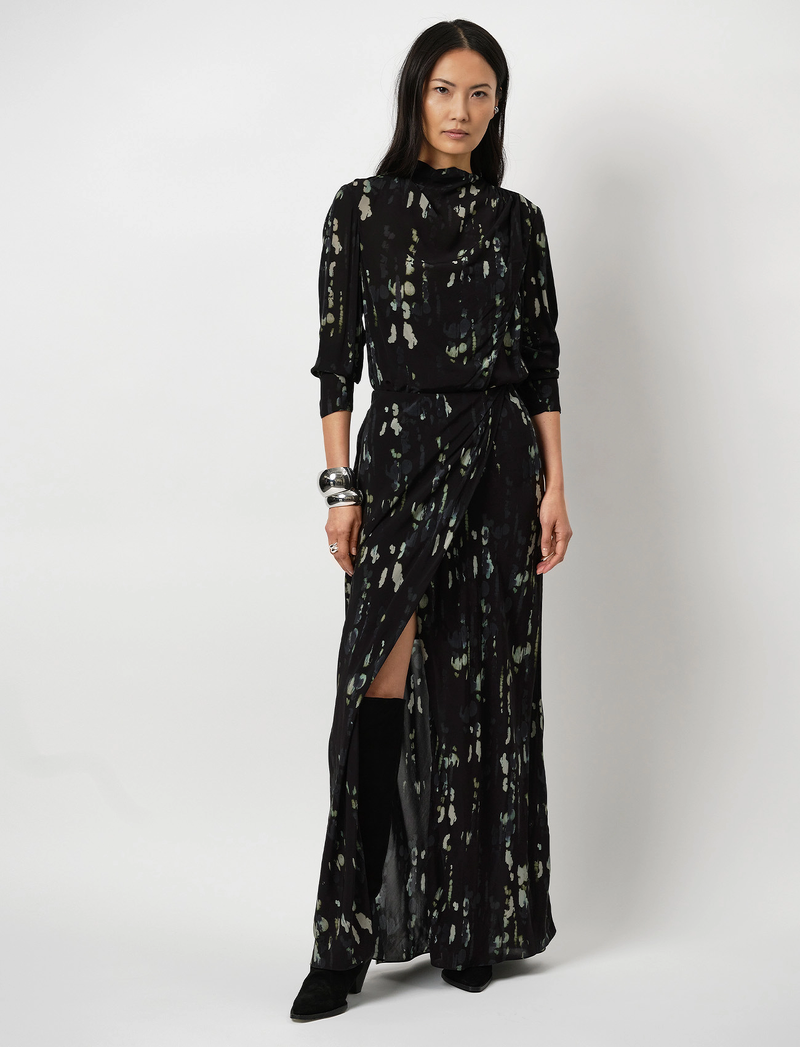 Dante6 Cristoper Printed Maxi Skirt, 38, Black, Nederdele > Maxi Nederdele, Dame