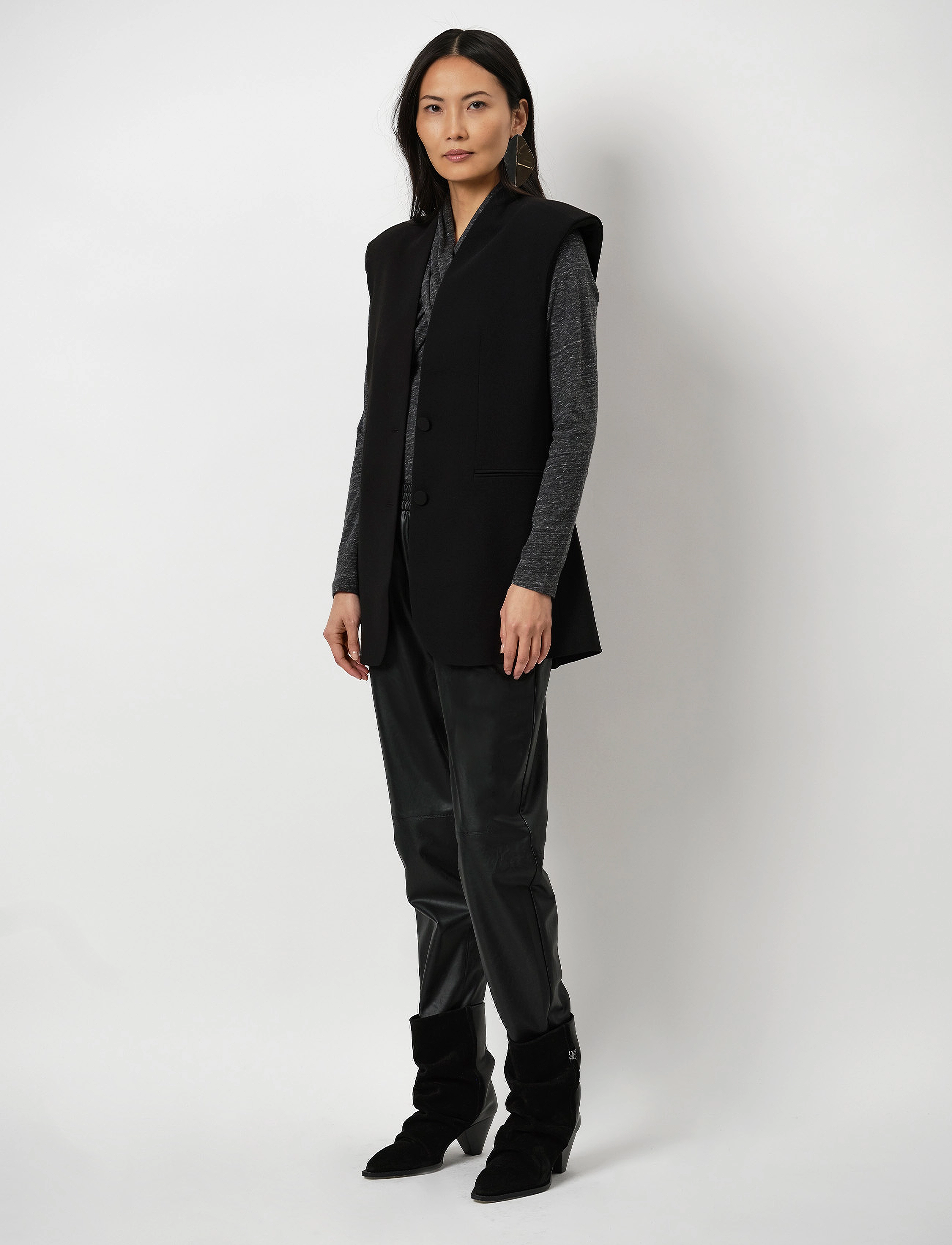 Dante6 Geza faux leather chino - Bukser - RAVEN / black