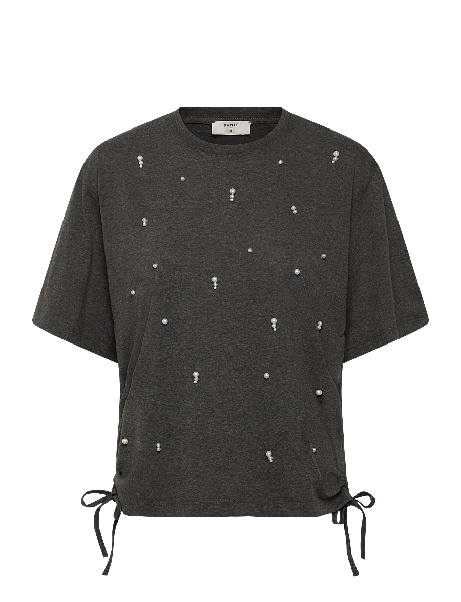 Dante6 - Dante6-Luxor pearl embellished tee - t-särgid - dark heather grey - 0