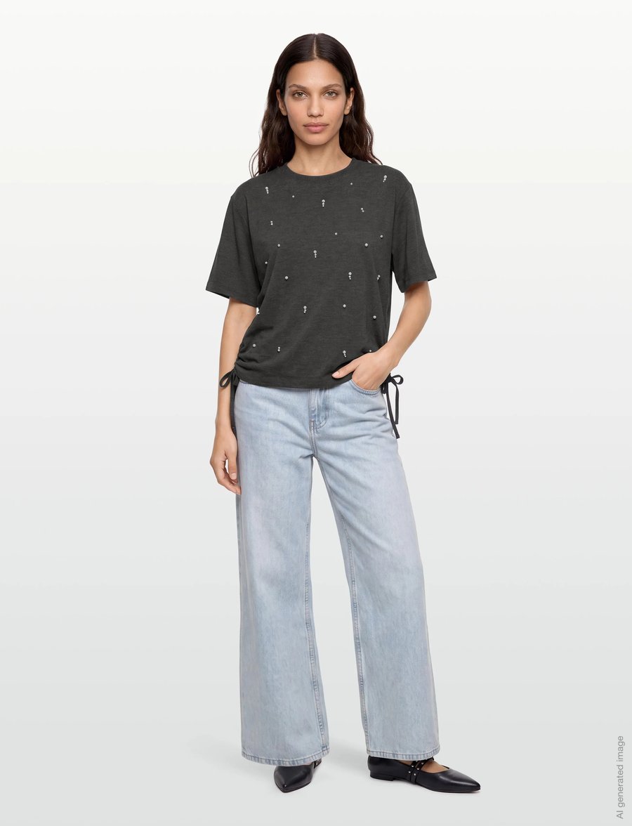 Dante6 - Dante6-Luxor pearl embellished tee - t-shirts - dark heather grey - 0
