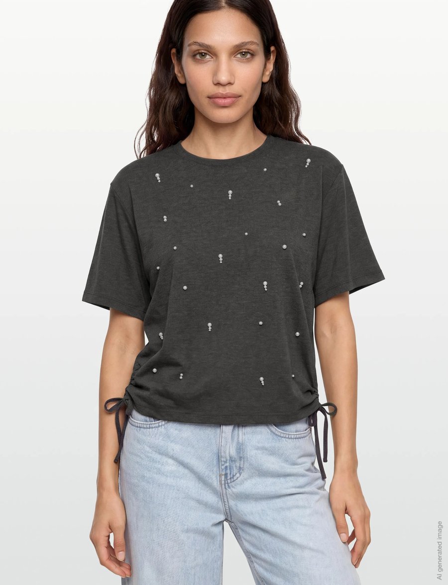 Dante6 - Dante6-Luxor pearl embellished tee - t-shirts - dark heather grey - 3