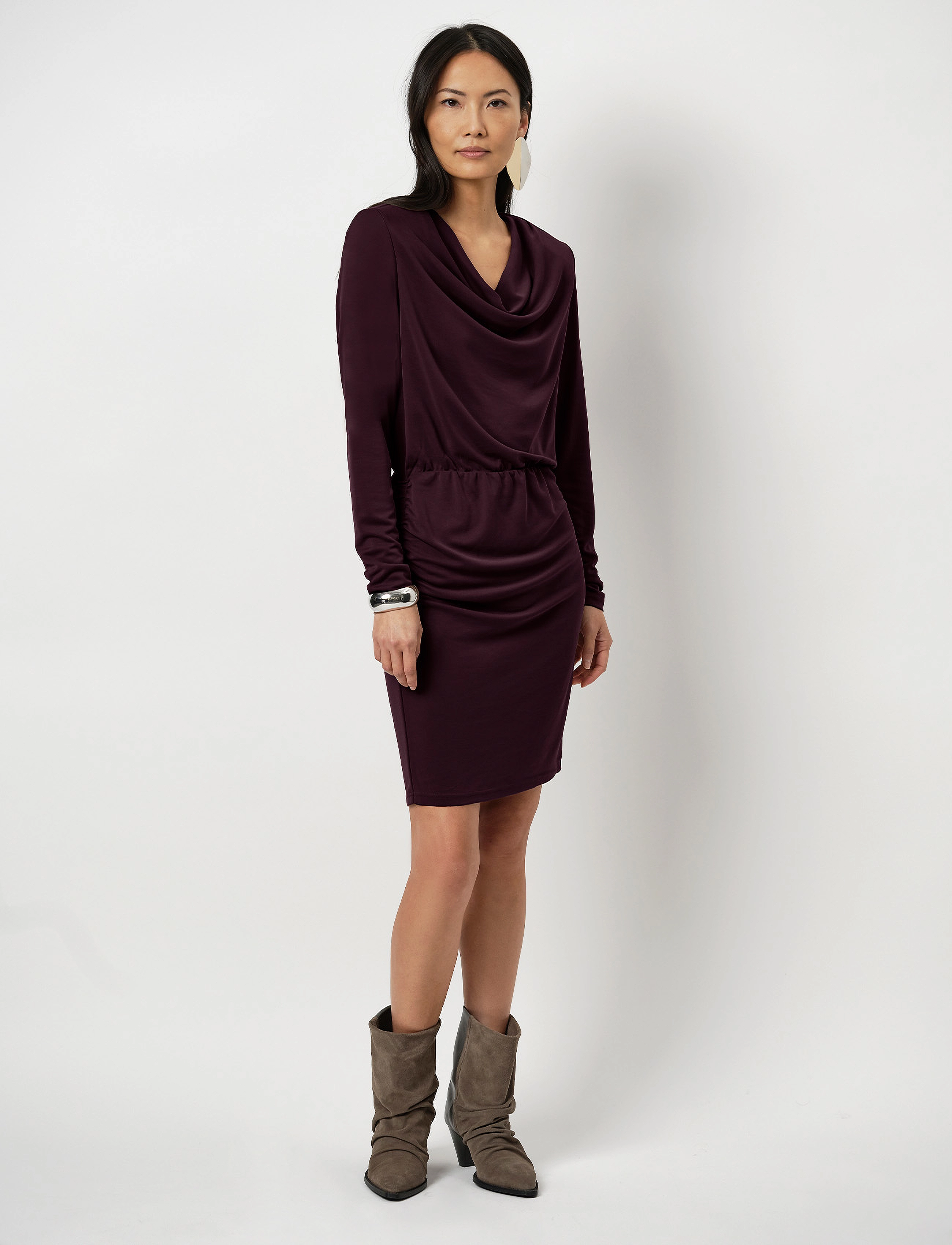 Dante6 Orion jersey mini dress - Jurken - BORDEAUX PLUM / burgundy