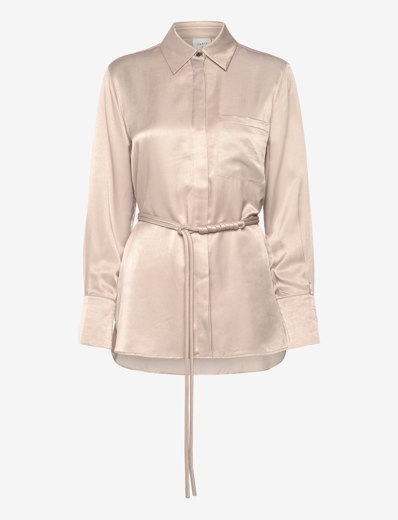 Dante6 - Joni belted oversized shirt - langermede skjorter - timeless taupe - 1