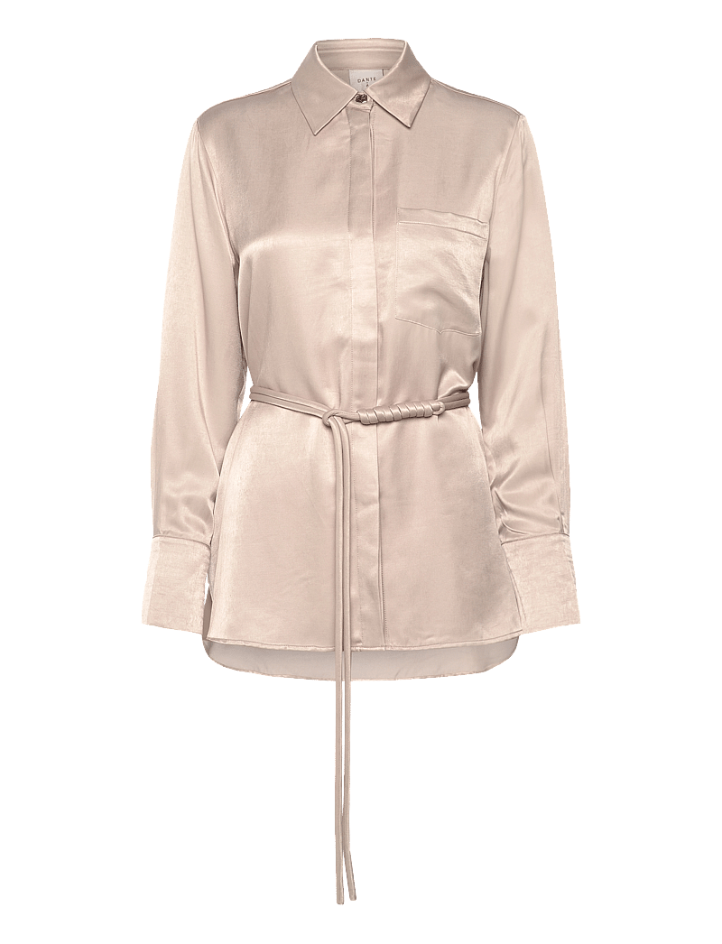 Dante6 - Joni belted oversized shirt - langermede skjorter - timeless taupe - 1
