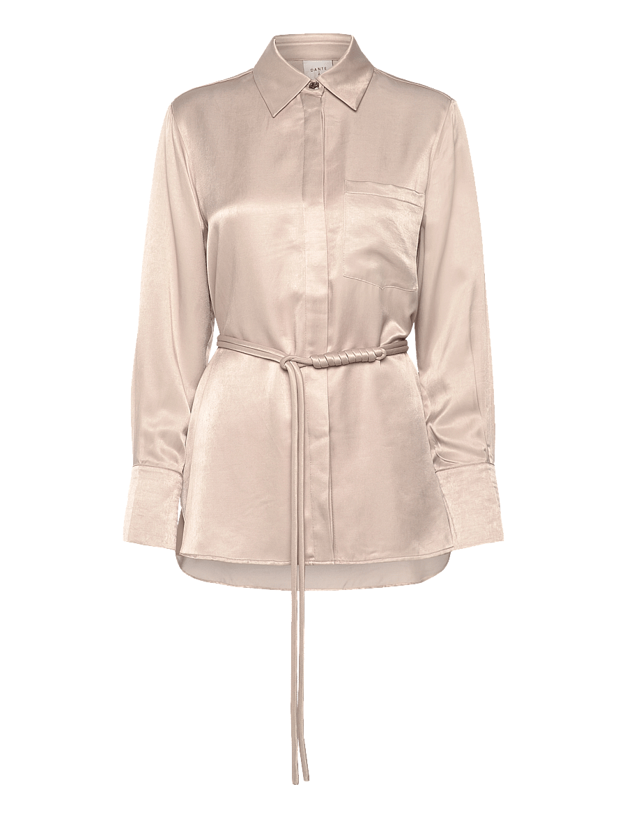 Dante6 - Joni belted oversized shirt - langärmlige hemden - timeless taupe - 1