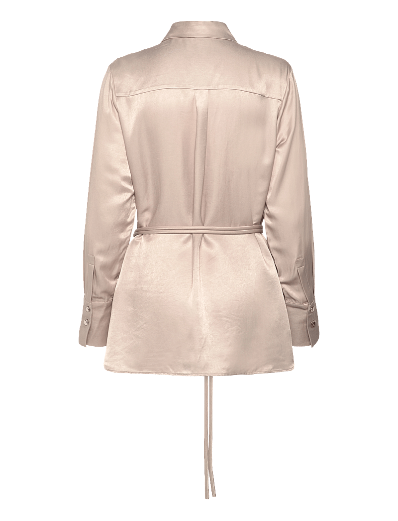 Dante6 - Joni belted oversized shirt - langermede skjorter - timeless taupe - 2
