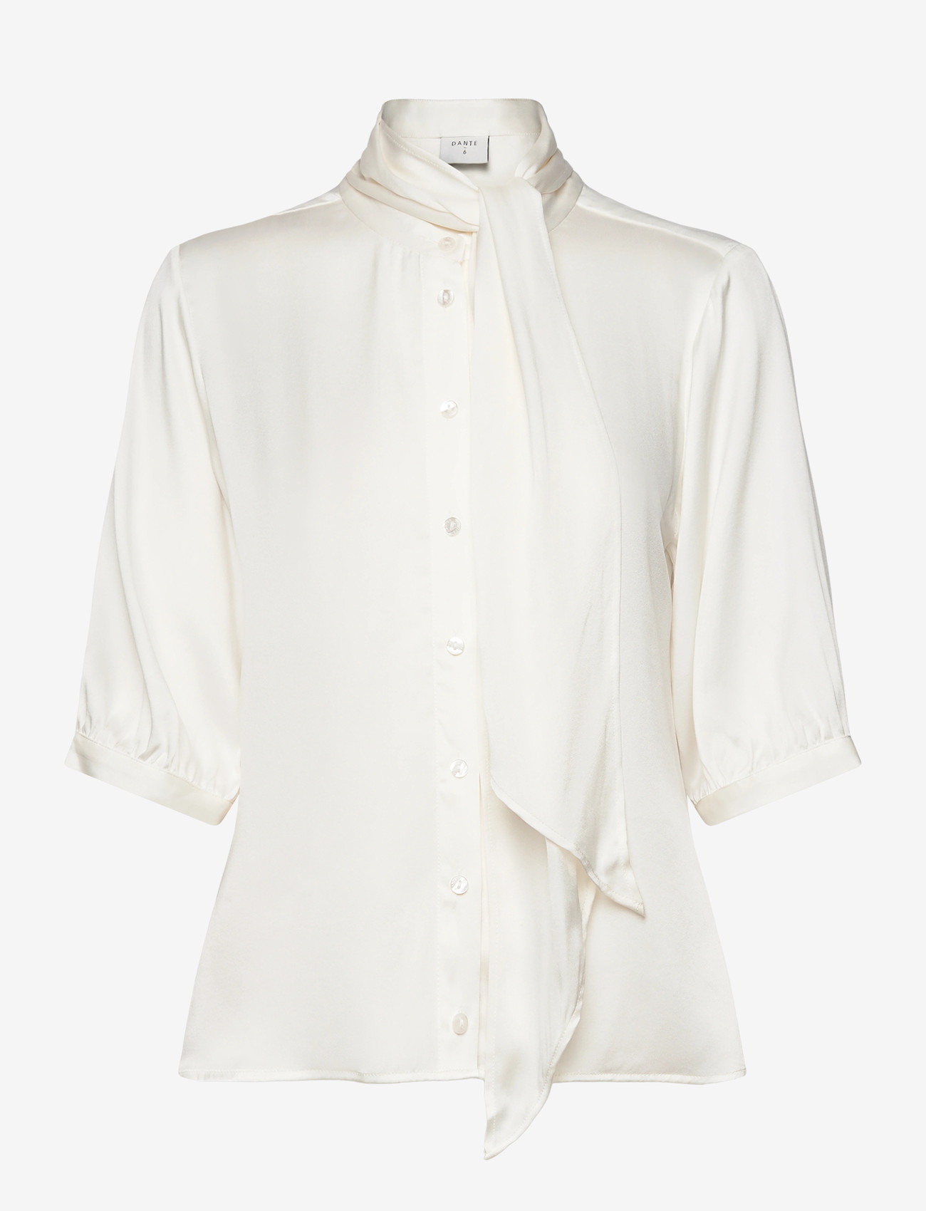 Dante6 - Dante6-Vaila silk scarf bow blouse - kortærmede bluser - ecru - 0