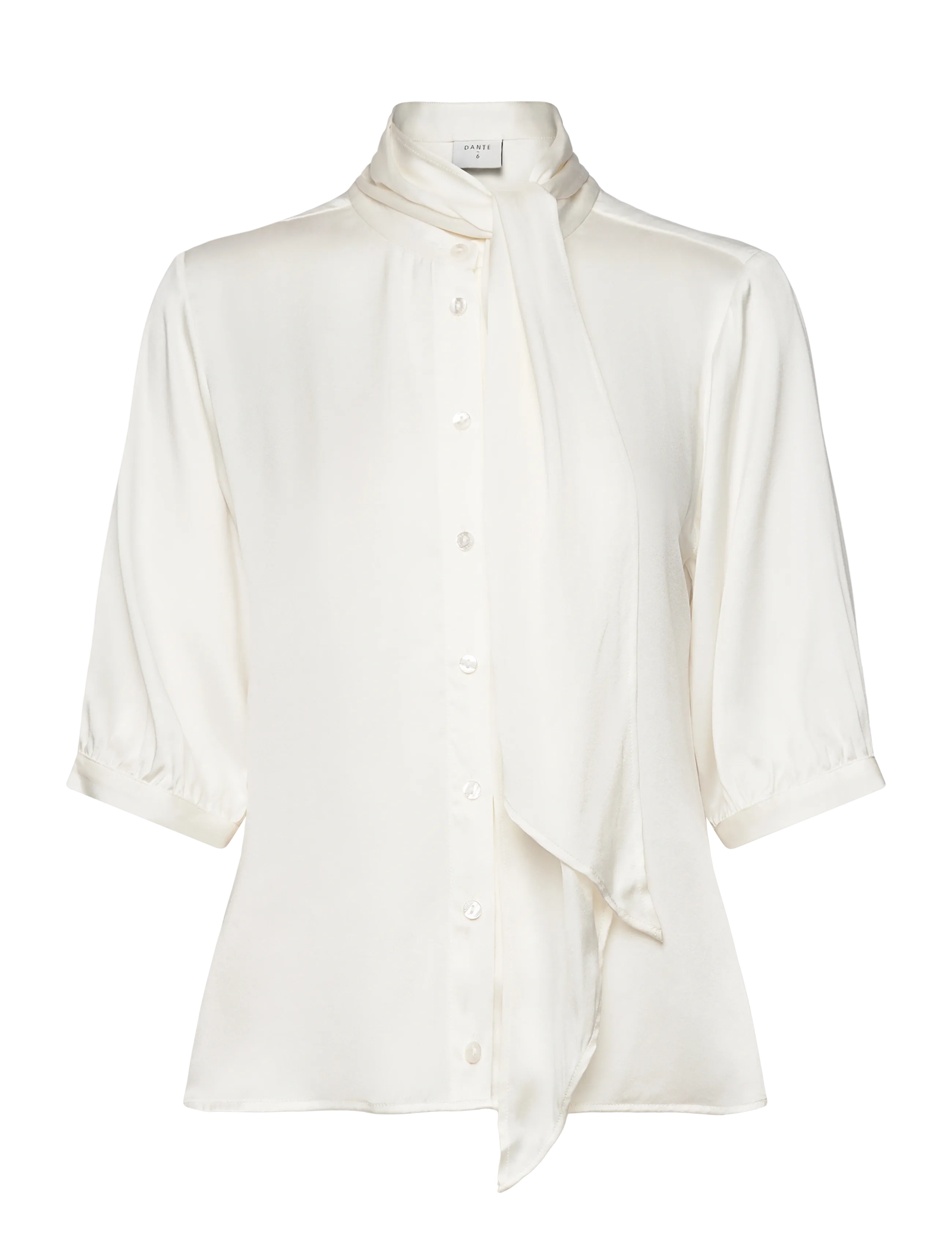Dante6-Vaila silk scarf bow blouse - ECRU