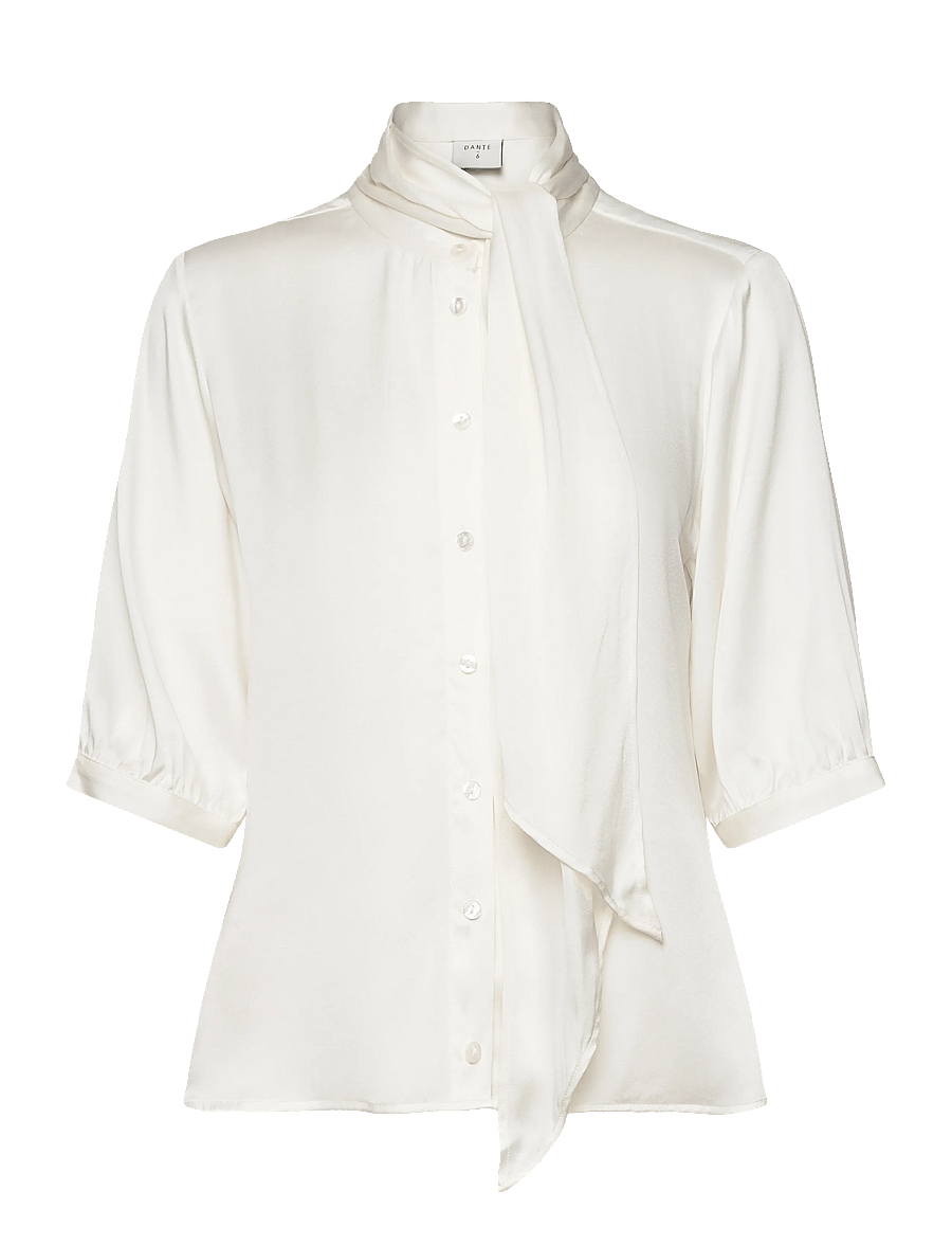 Dante6 - Dante6-Vaila silk scarf bow blouse - lühikeste varrukatega pluusid - ecru - 0