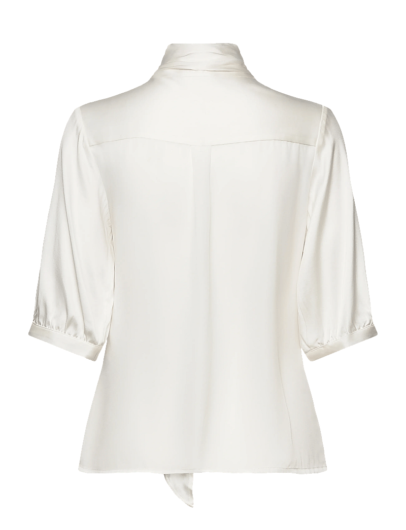 Dante6 - Dante6-Vaila silk scarf bow blouse - kortærmede bluser - ecru - 1
