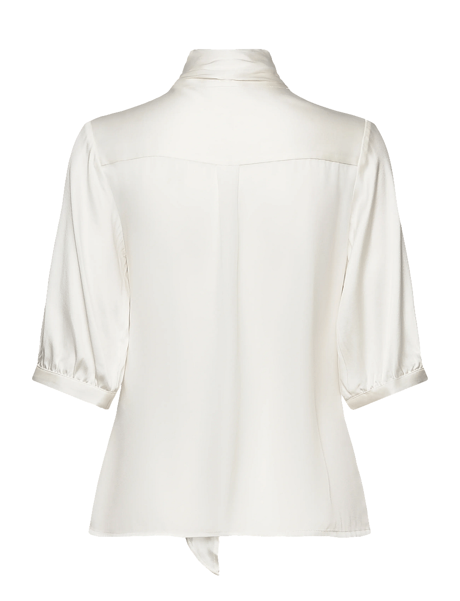 Dante6 - Dante6-Vaila silk scarf bow blouse - lühikeste varrukatega pluusid - ecru - 1