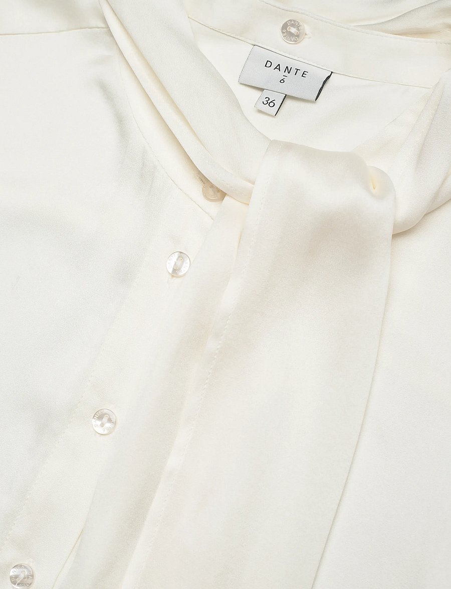 Dante6 - Dante6-Vaila silk scarf bow blouse - lühikeste varrukatega pluusid - ecru - 3
