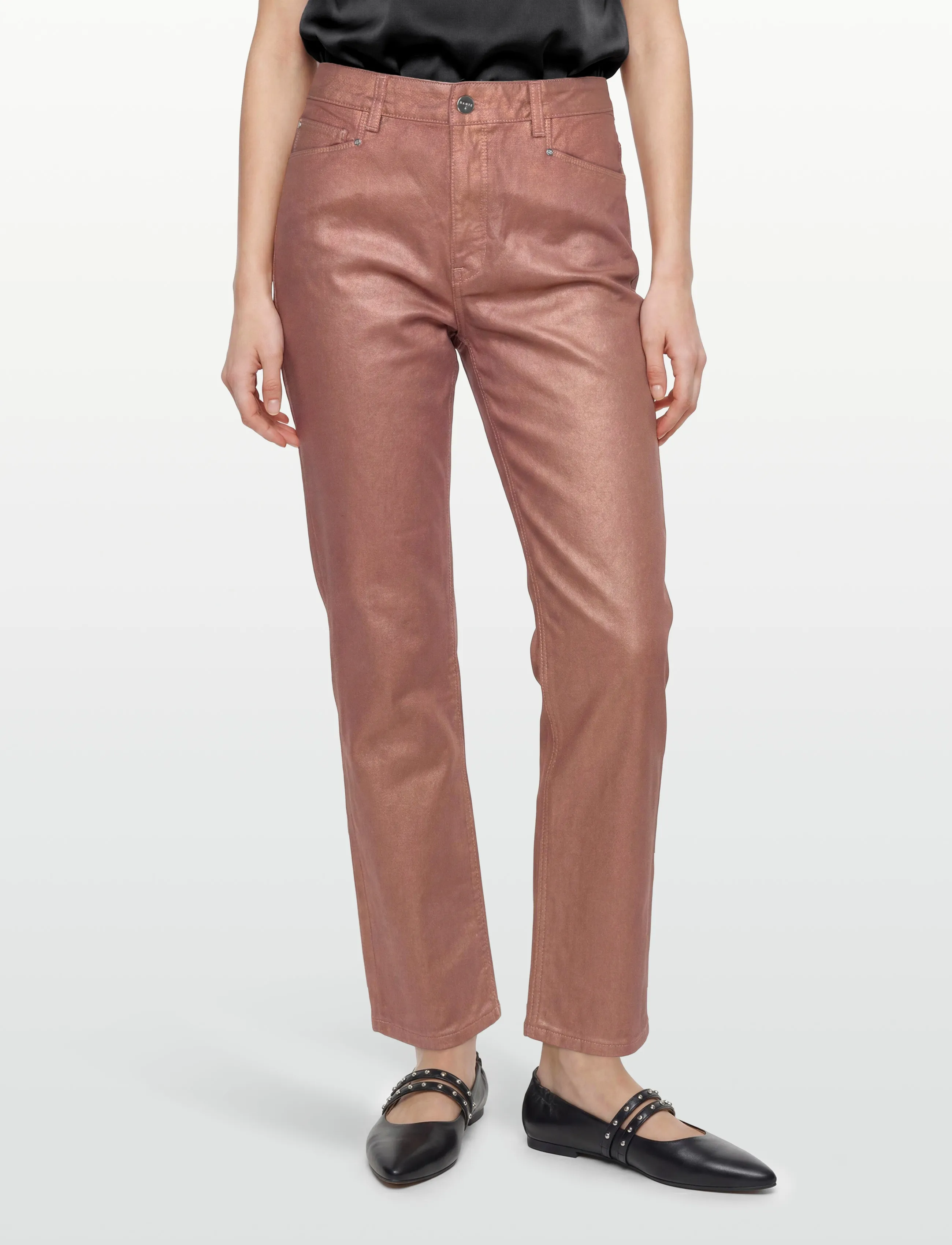 Dante6 - Dante6-Axelle metallic straight cropped jeans - straight jeans - rose metallic - 3