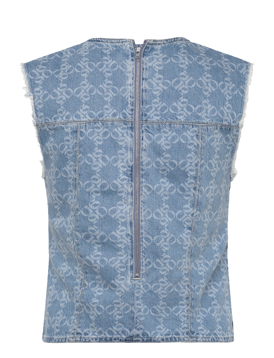 Dante6 - Dante6-Laia monogram jeans top - Ärmellose tops - skywash blue - 1