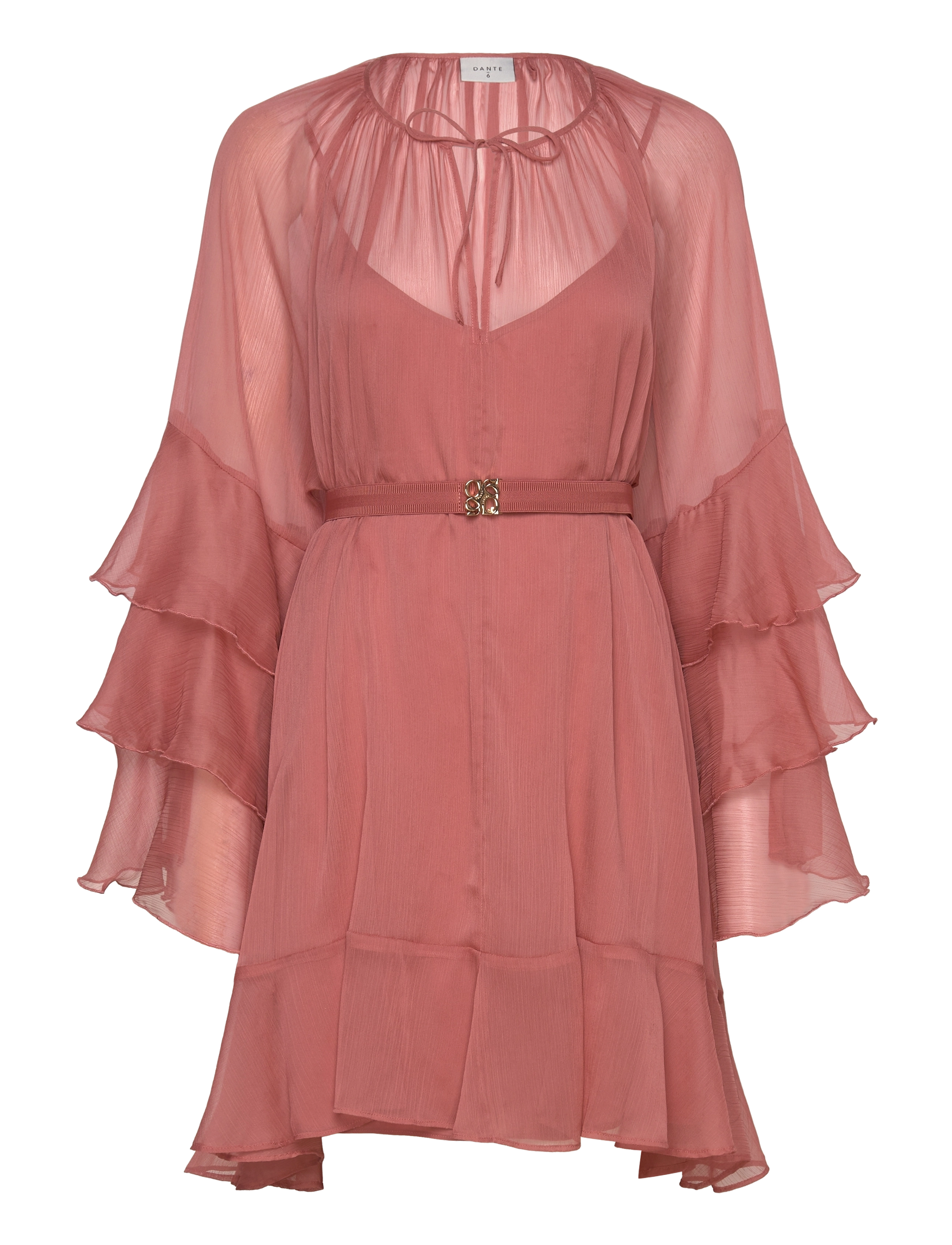 Dante6 - Dante6-Solstice boho chiffon short dress - amber glow - 1