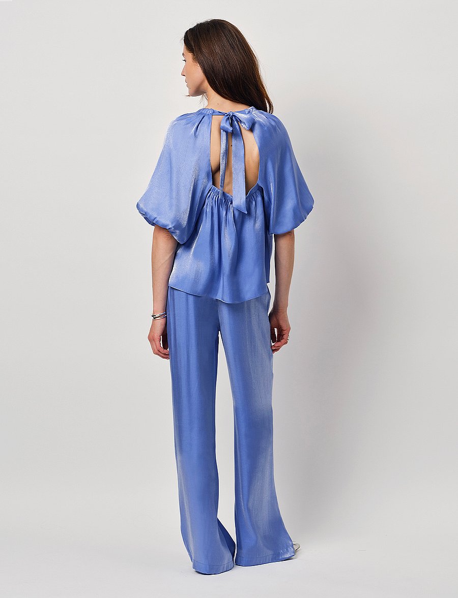 Dante6 - Dante6-Simo shimmer back detail top - t-shirts - cornflower blue - 4