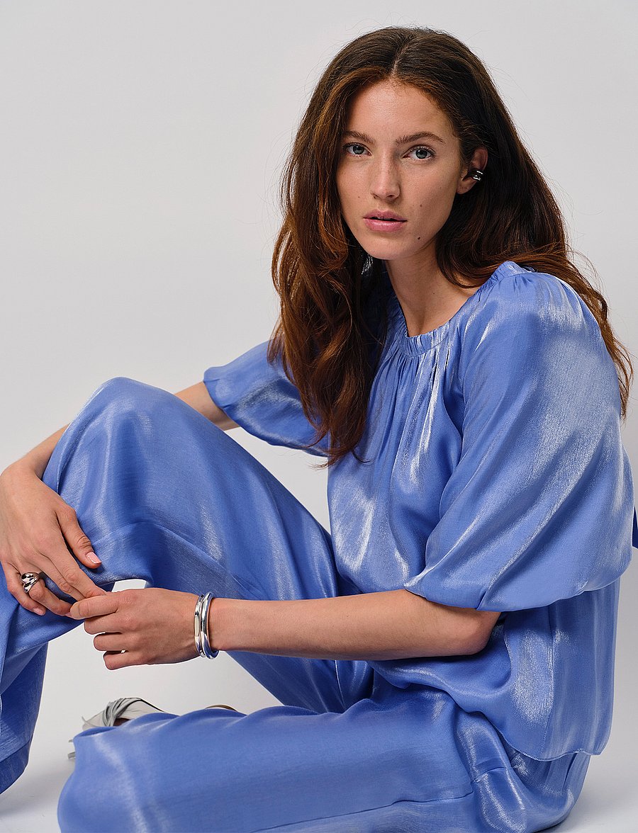 Dante6 - Dante6-Soir shimmer wide leg pants - hosen mit weitem bein - cornflower blue - 3