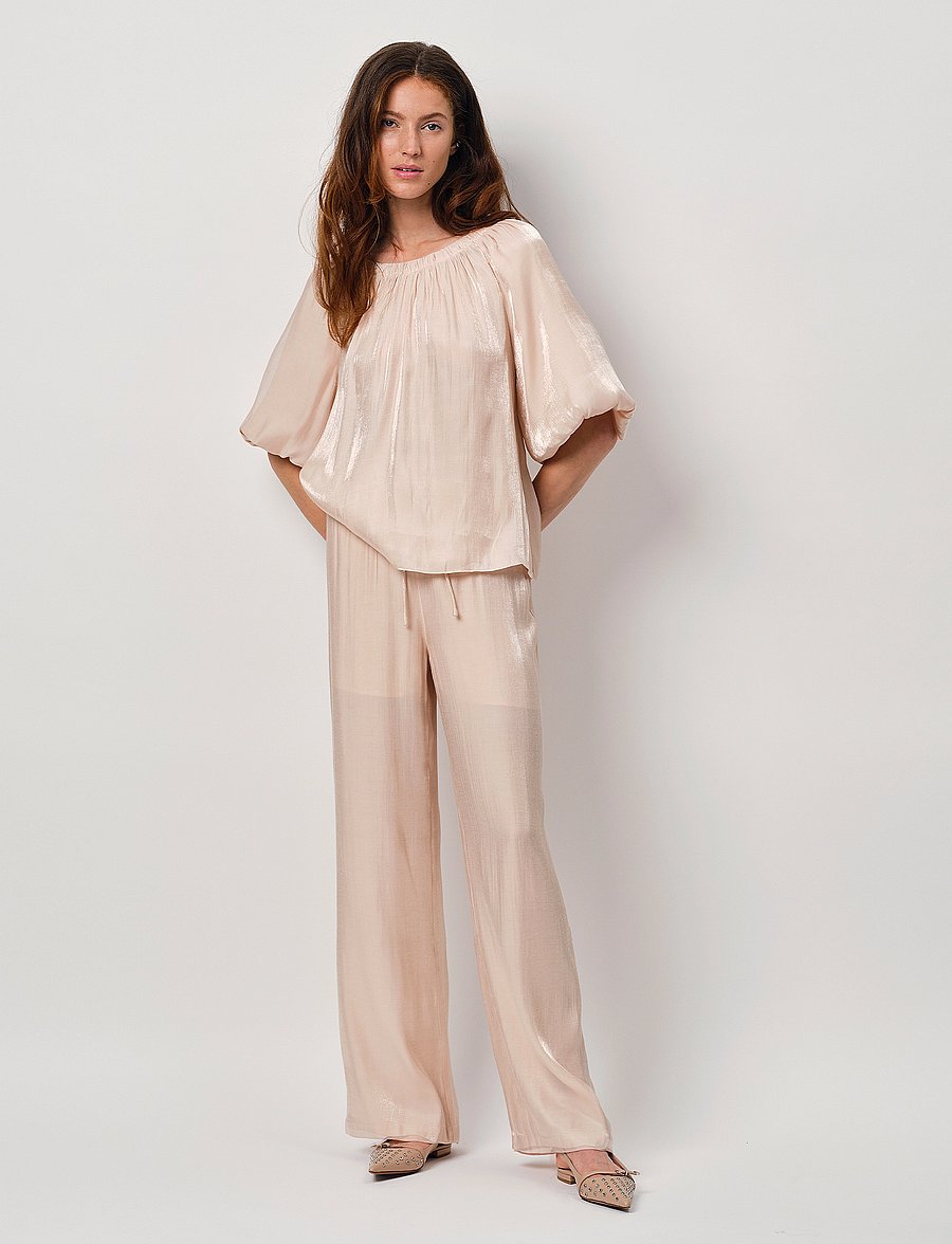 Dante6 - Dante6-Soir shimmer wide leg pants - bukser med brede ben - peach fuzz - 0