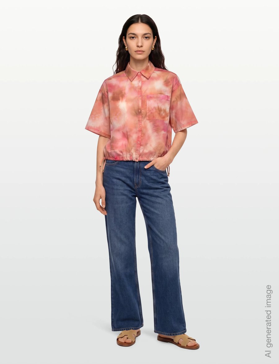 Dante6 - Dante6-Bardot cropped printed shirt - kurzärmlige hemden - multicolour - 0