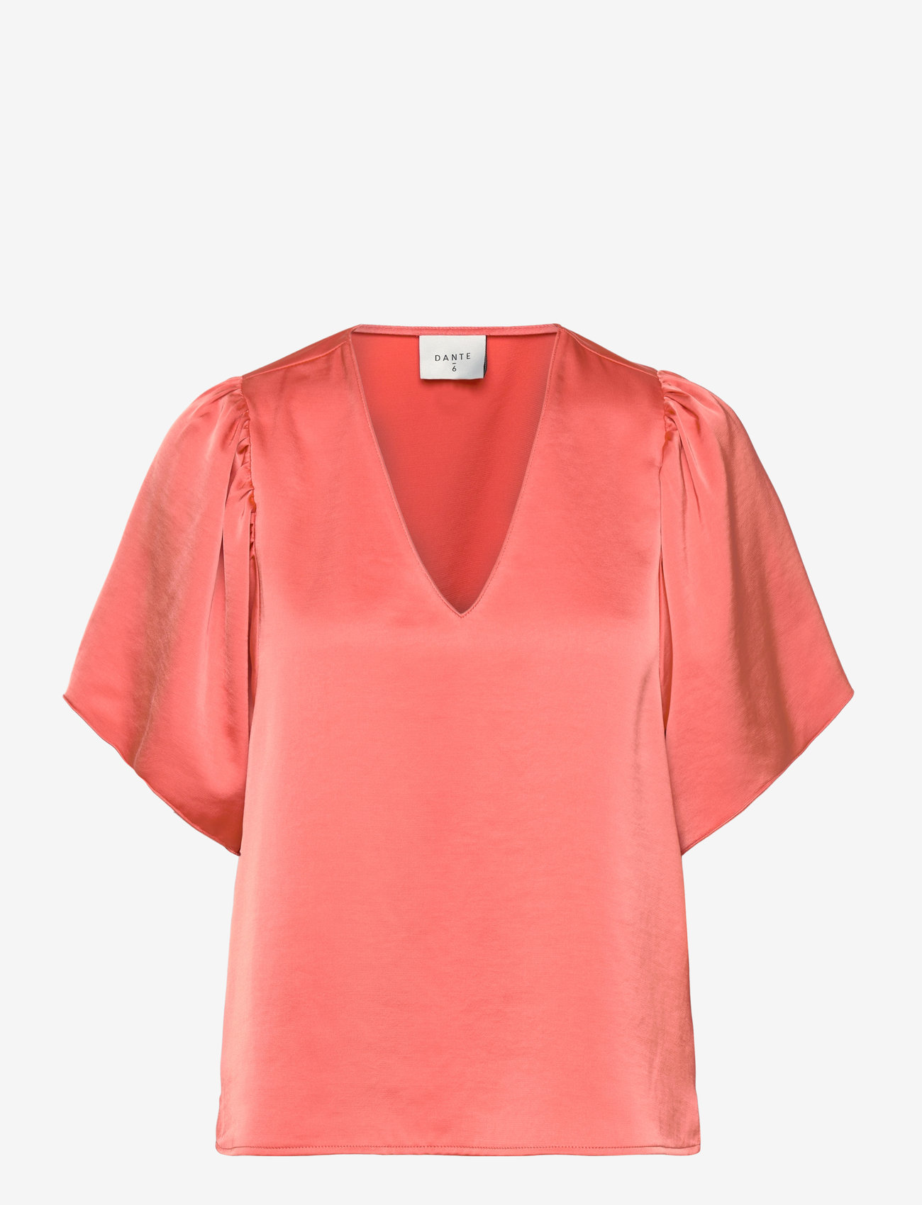 Dante6 - Dante6-Arvi satin butterfly sleeve top - t-shirts - radiant apricot - 1