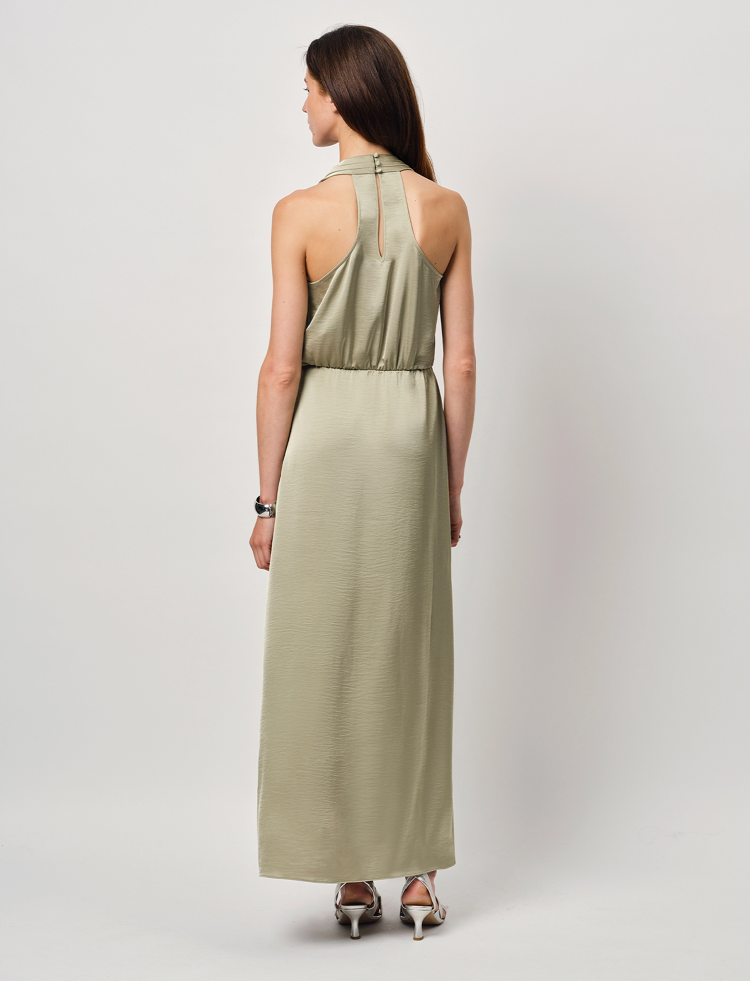 Dante6 - Dante6-Marryme satin halter maxi dress - sunlit grass - 4