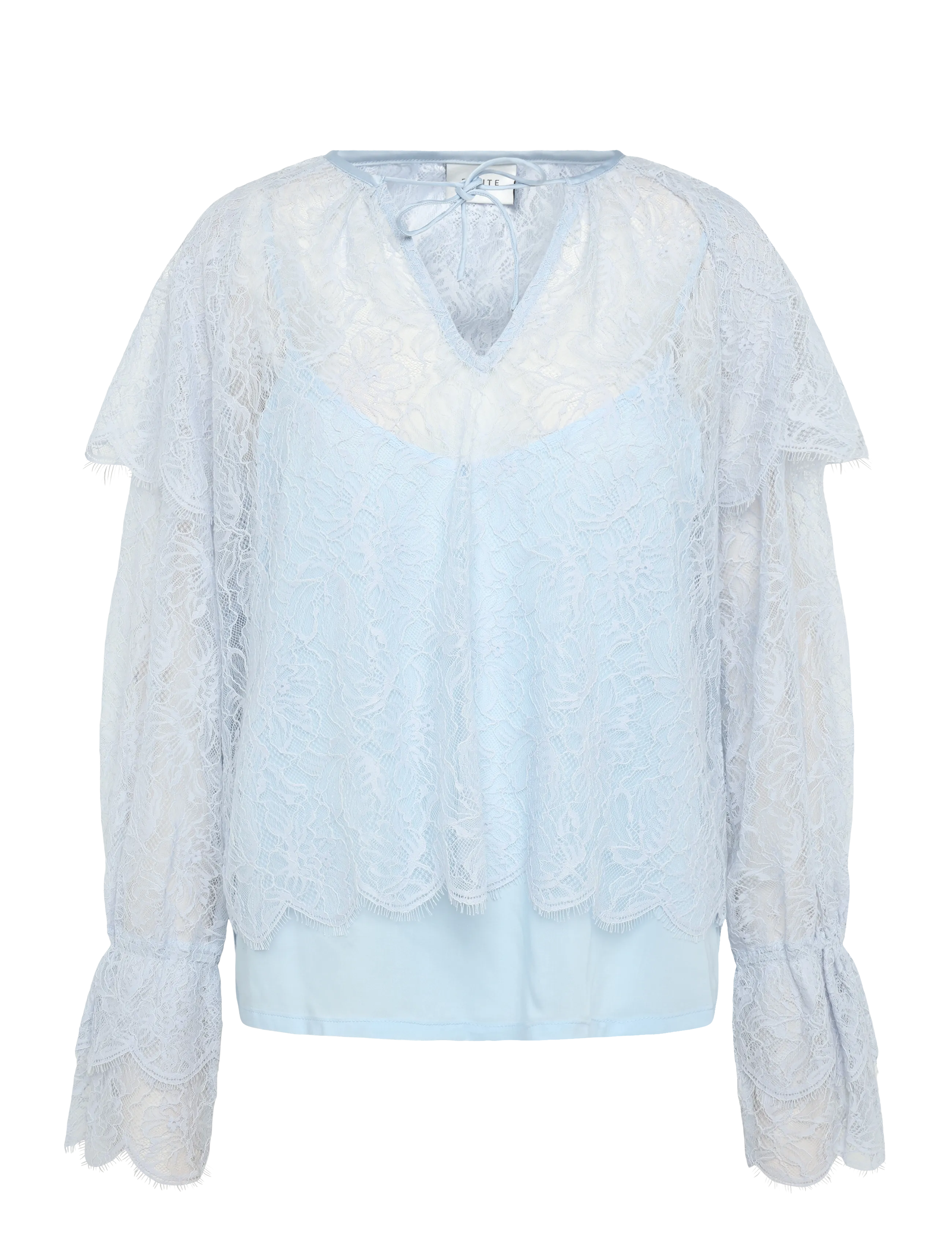 Dante6 Dante6-Zilan boho detailed lace top - Kontorskläder - CRYSTAL BLUE / blue