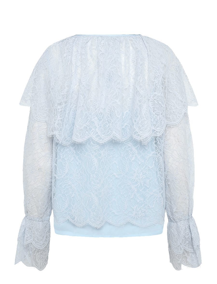 Dante6 - Dante6-Zilan boho detailed lace top - långärmade blusar - crystal blue - 1