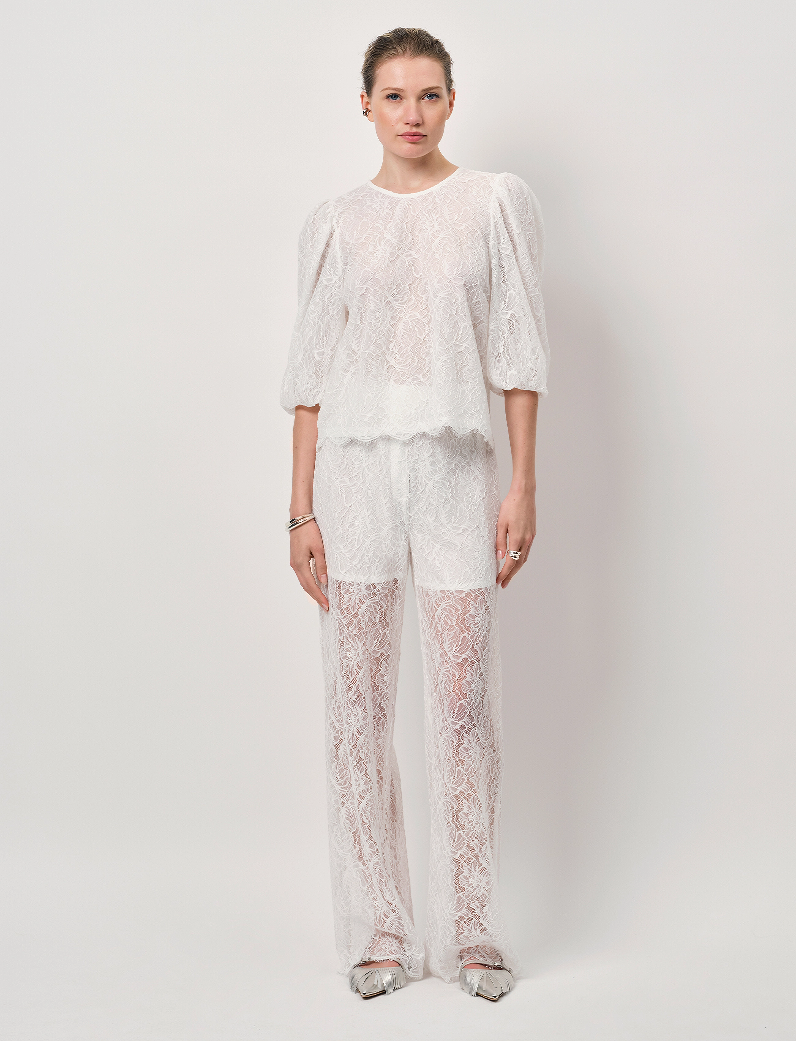 Dante6 Dante6-Shiloh straight leg lace pants - Tøj - MILK WHITE / white