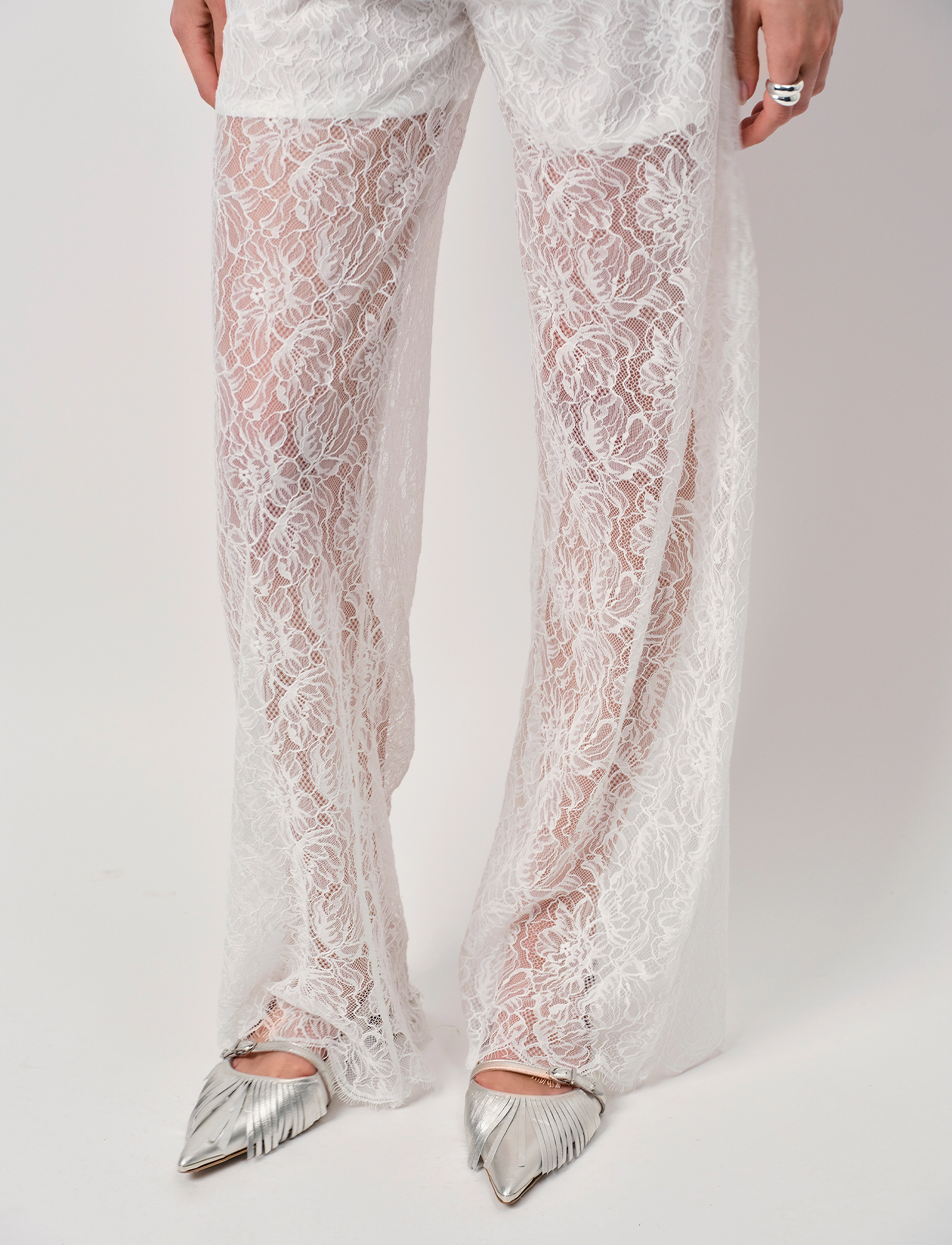 Dante6 - Dante6-Shiloh straight leg lace pants - bukser med brede ben - milk white - 3
