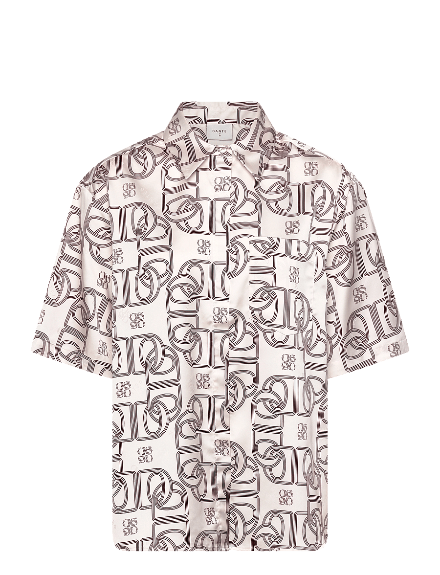 Dante6 - Dante6-Peju logo printed long blouse - kortærmede bluser - butter cream - 1