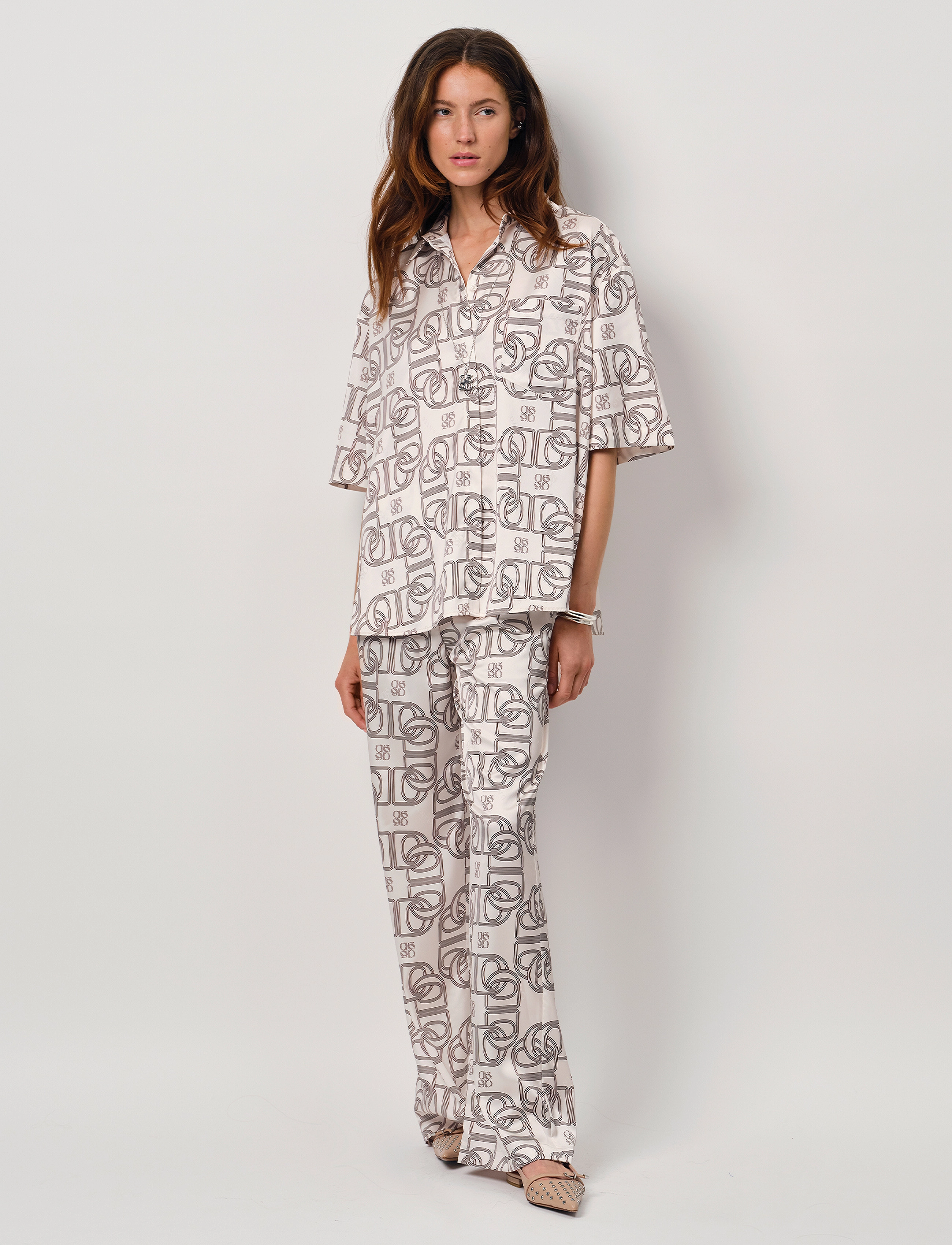 Dante6 Dante6-Peju Logo Printed Long Blouse, 40, Multi/patterned, Bluser > Kortærmede, Dame