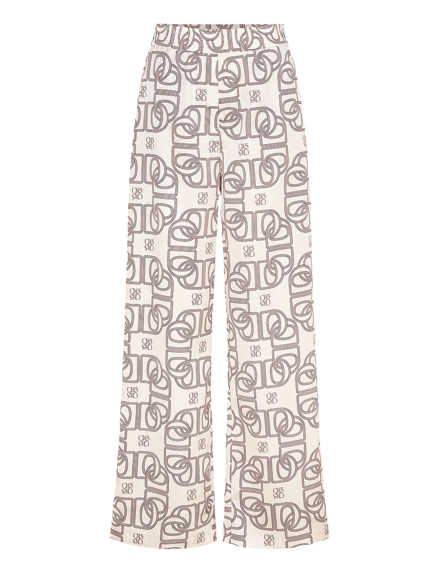Dante6 - Dante6-Teo logo printed wide leg pants - hosen mit weitem bein - butter cream - 1